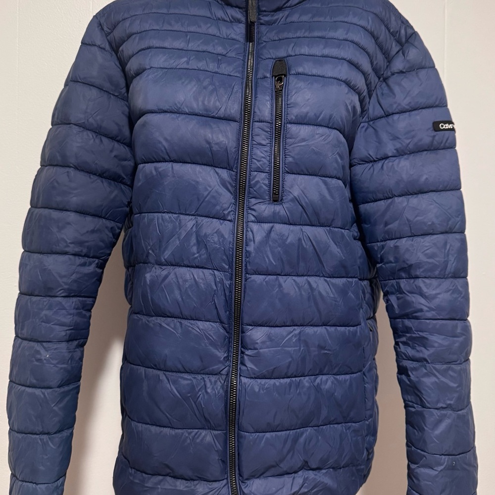 Calvin Klein Men's Size SMALL Blue Puffer Jacket Coat Packable